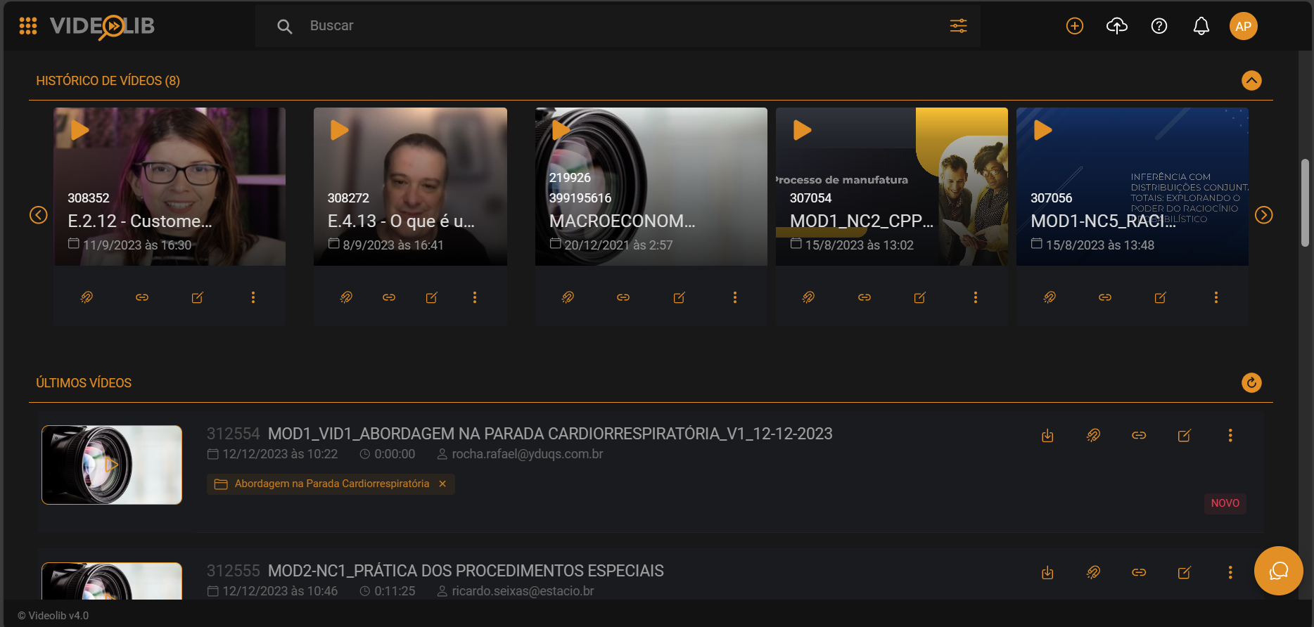 Dashboard Videolib