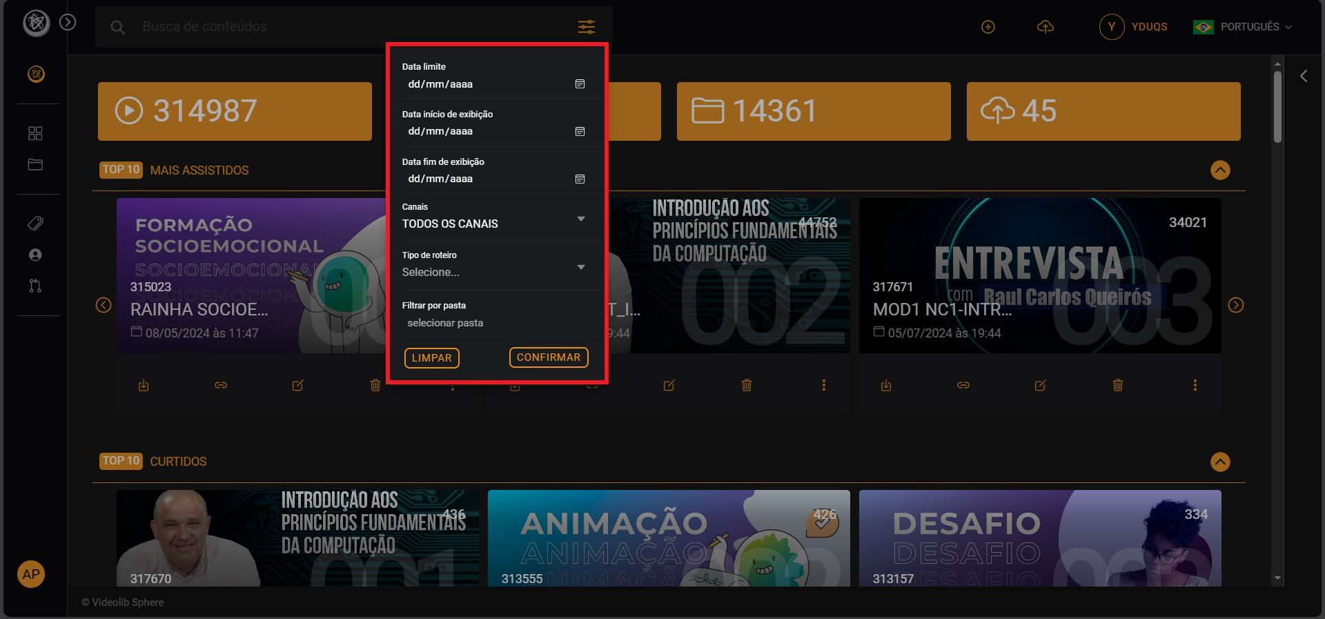 Dashboard Videolib