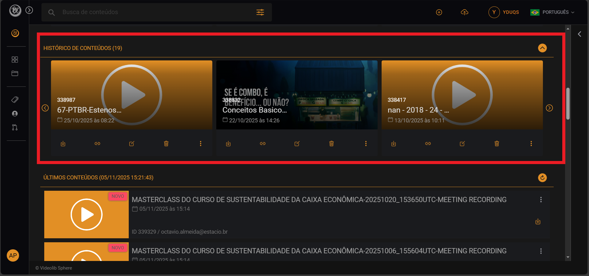 Dashboard Videolib