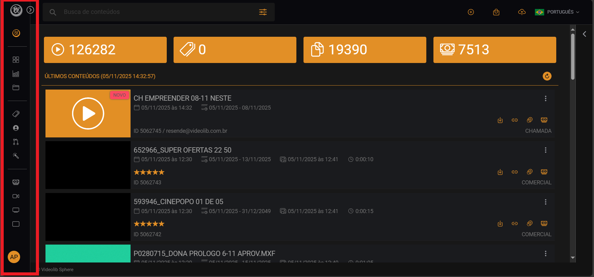 Dashboard Videolib