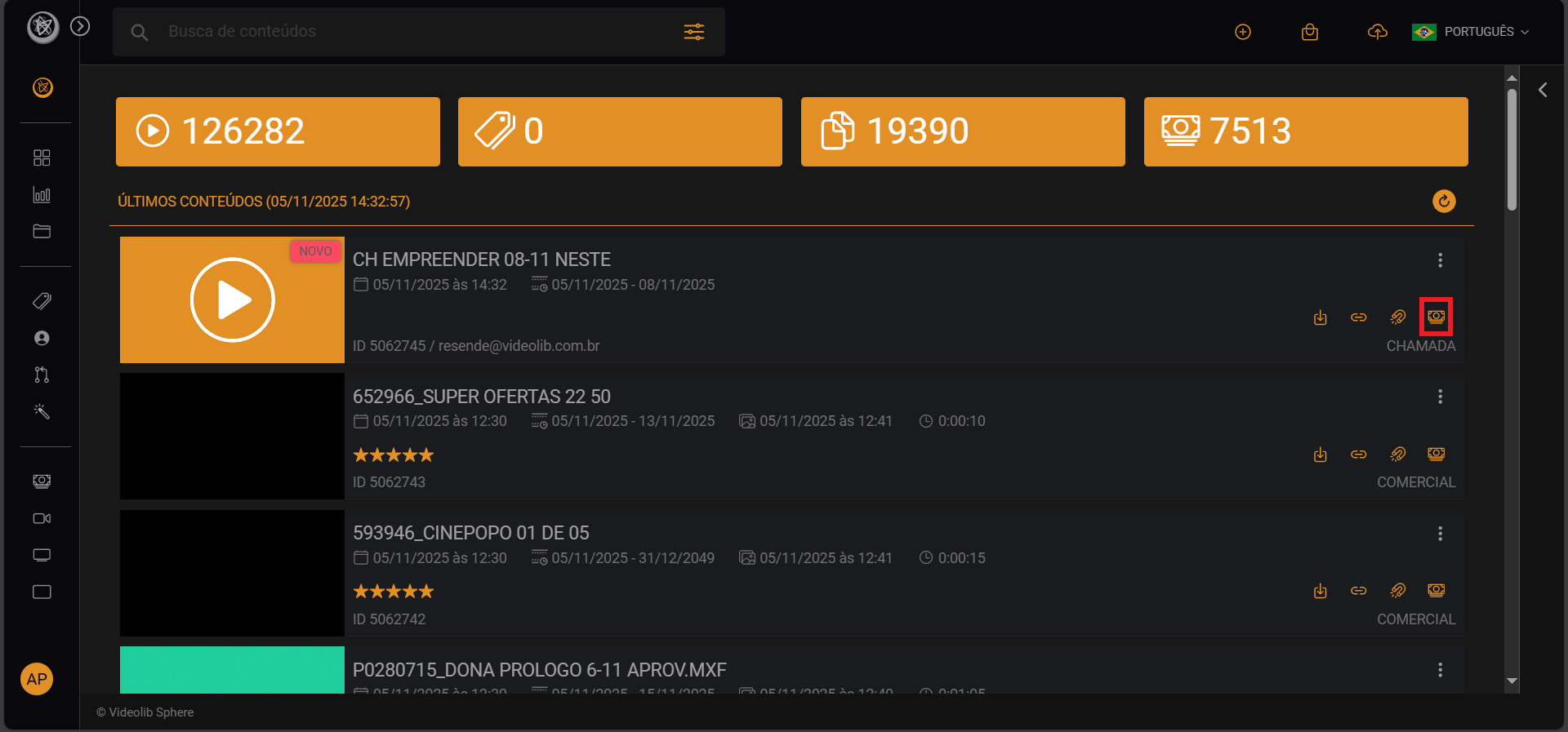 Dashboard Videolib