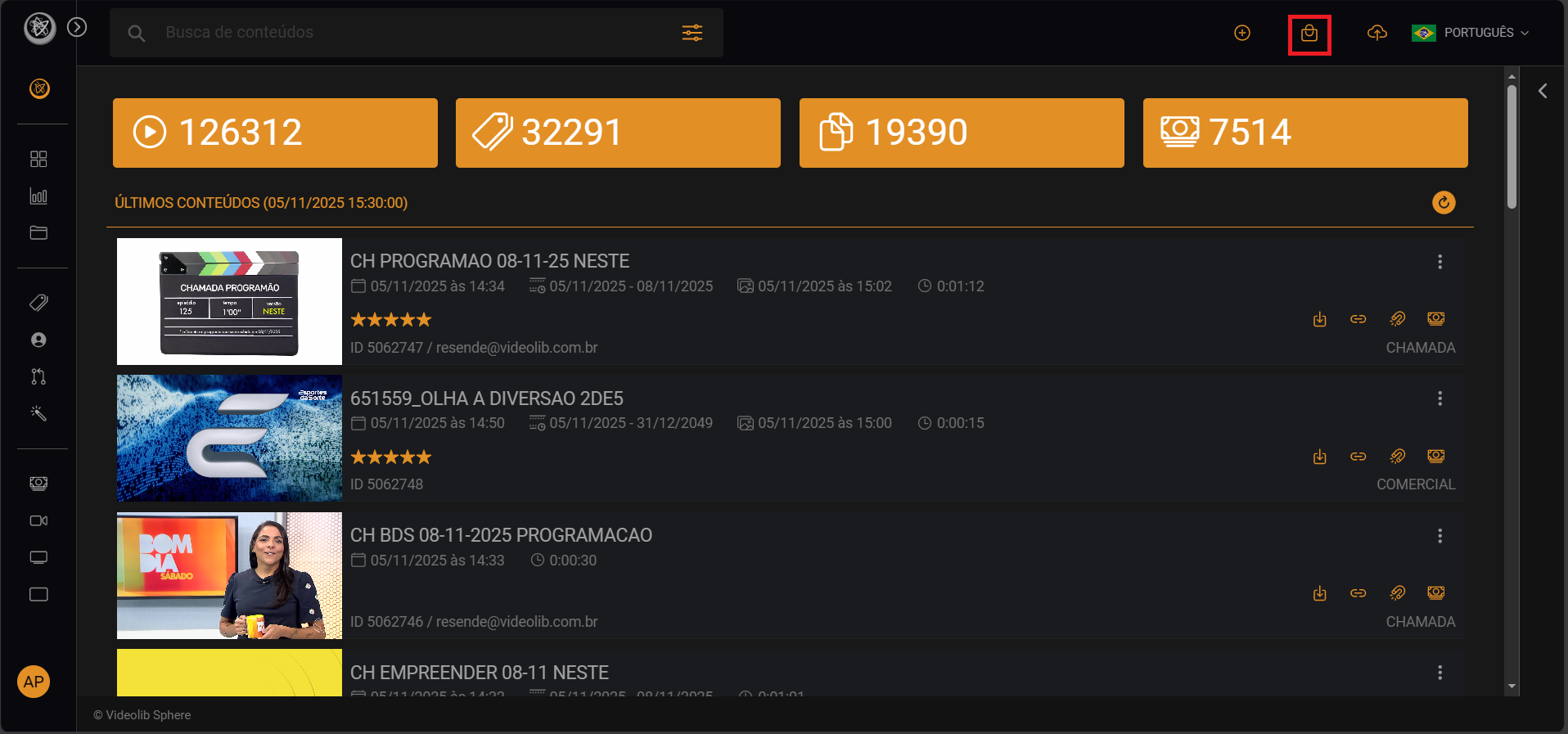 Dashboard Videolib