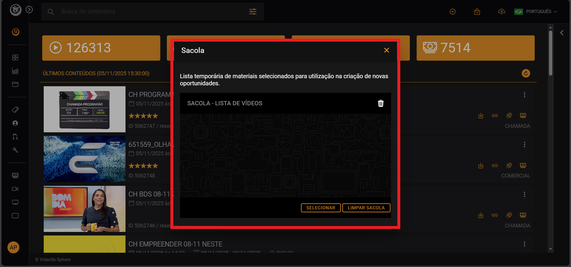 Dashboard Videolib