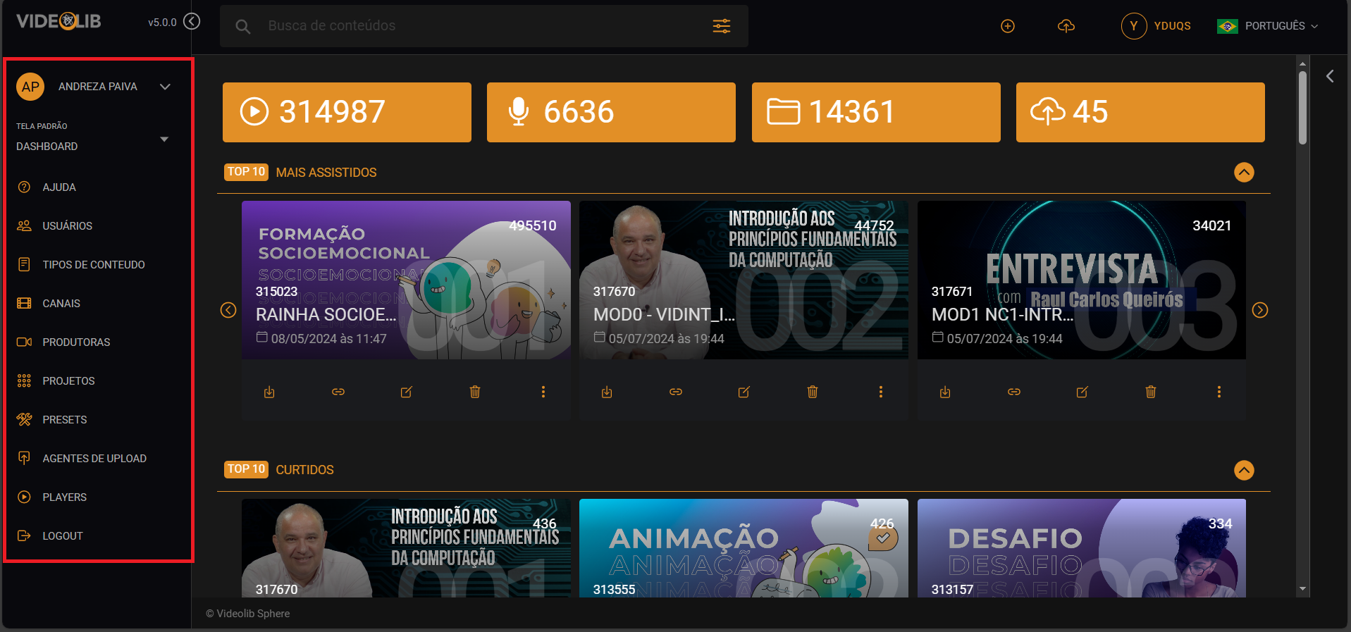 Dashboard Videolib
