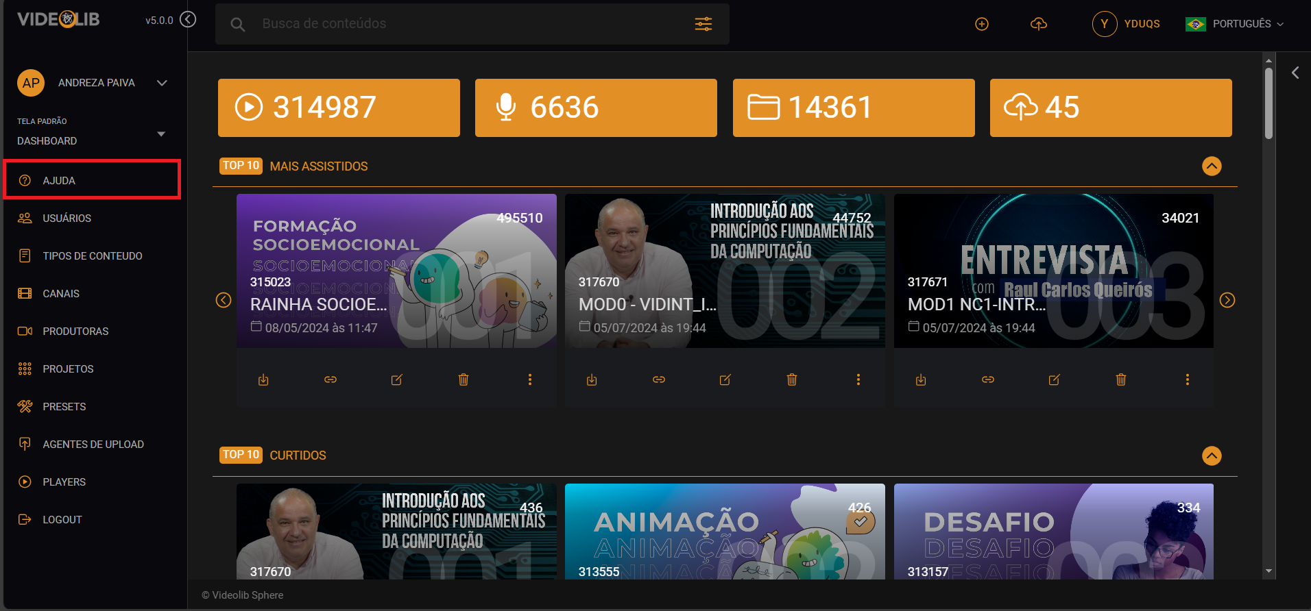 Dashboard Videolib
