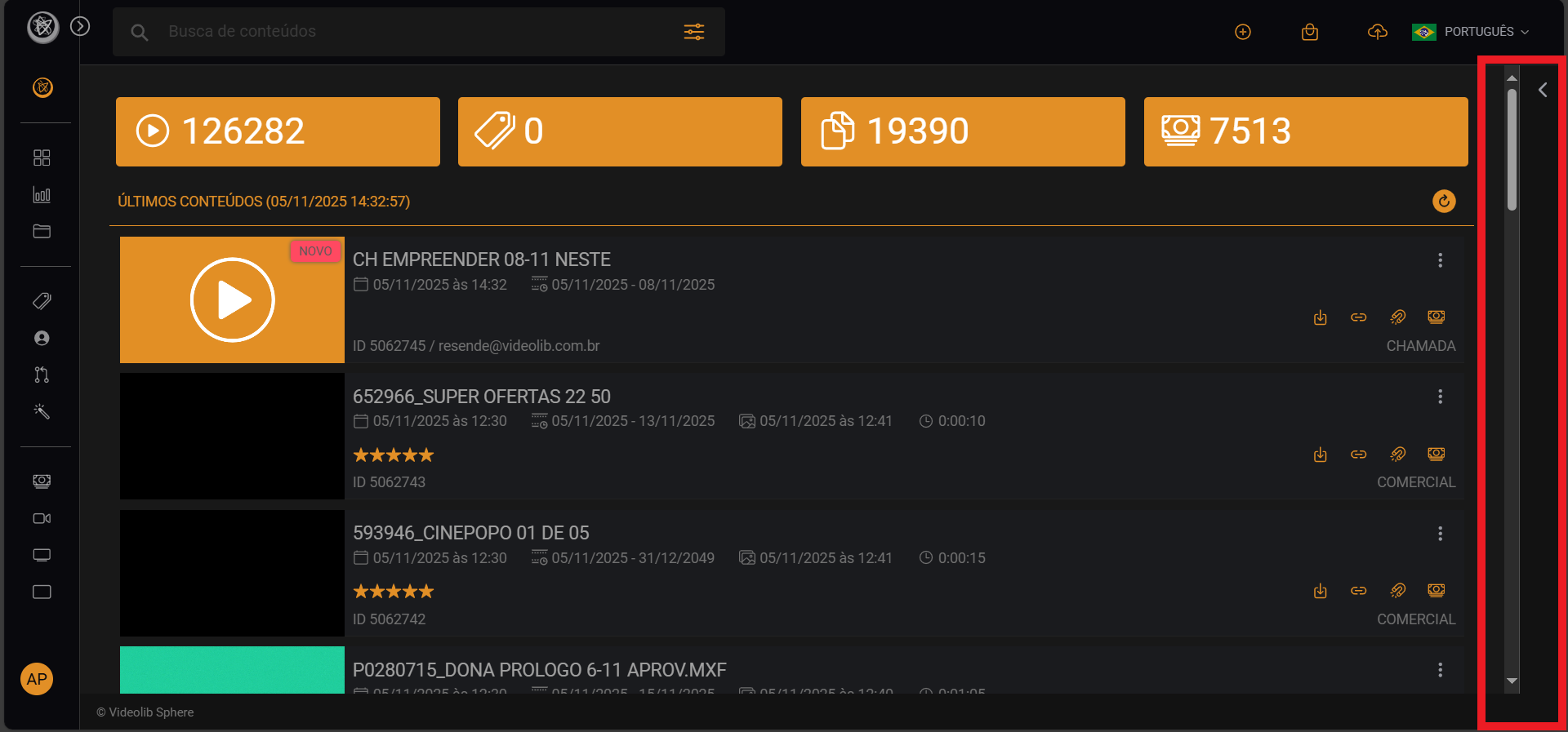 Dashboard Videolib