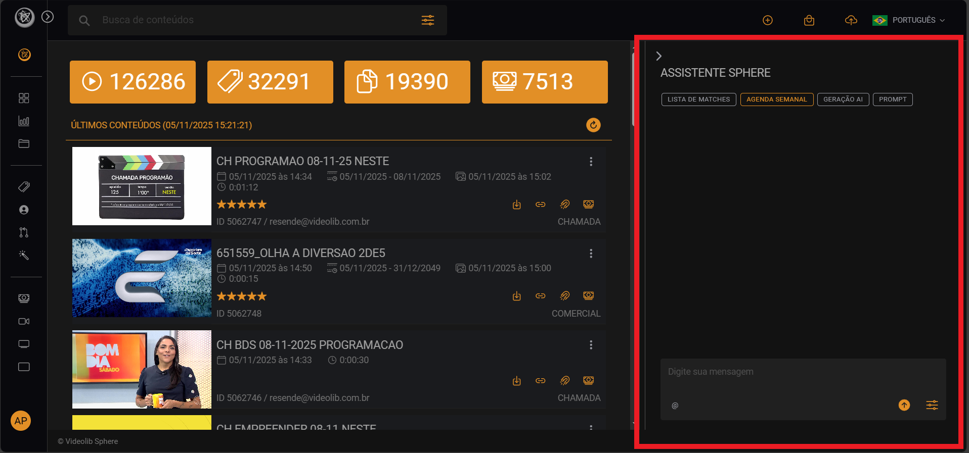 Dashboard Videolib