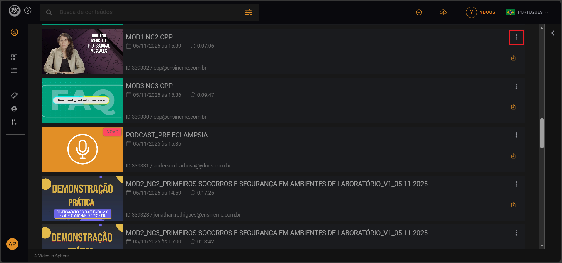 Dashboard Videolib