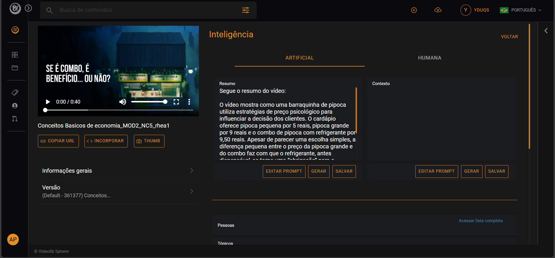 Dashboard Videolib